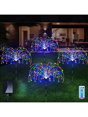 Colorful Outdoor Solar Firework Garden Lights - Waterproof 120 LED Pathway Decor